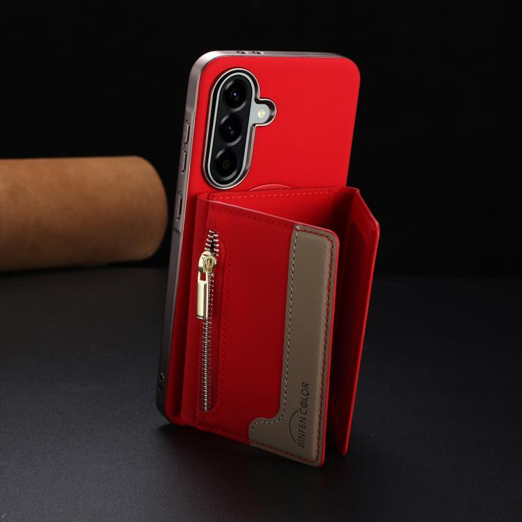 Portafoglio magnetico orizzontale con cerniera, custodia per telefono RFID MagSafe, For Samsung Galaxy A25, For Samsung Galaxy A55