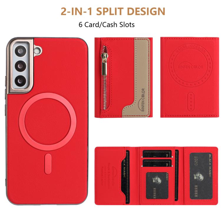 Portafoglio magnetico orizzontale con cerniera, custodia per telefono RFID MagSafe, For Samsung Galaxy S22 5G, For Samsung Galaxy S21 5G, For Samsung Galaxy S21+ 5G, For Samsung Galaxy S21 Ultra 5G