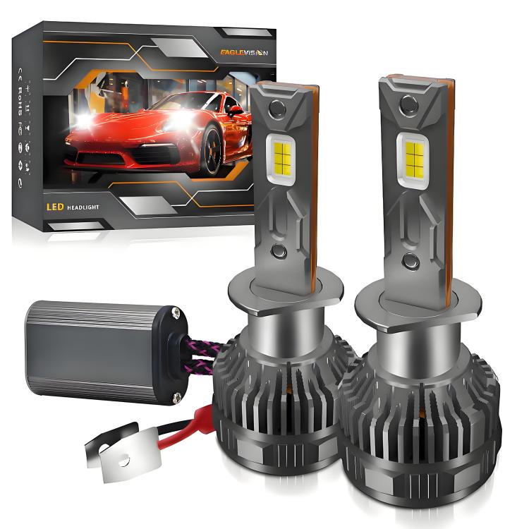 Confezione da 2 lampadine a LED per fari auto da 50W 6000LM 6000K con doppio tubo di rame., 9005, 9006, H1, H4, H7, H11