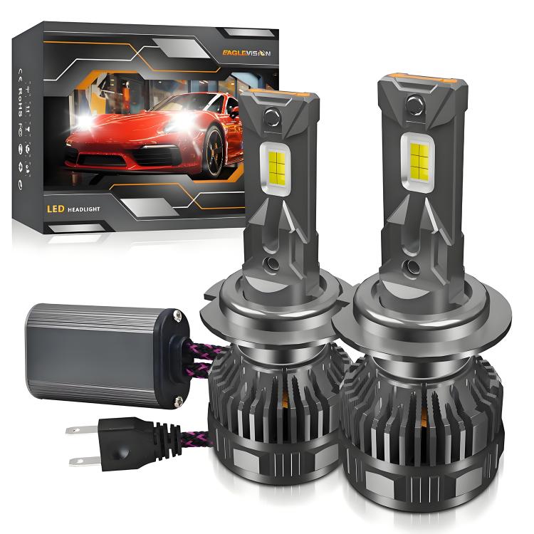 Confezione da 2 lampadine a LED per fari auto da 50W 6000LM 6000K con doppio tubo di rame., 9005, 9006, H1, H4, H7, H11