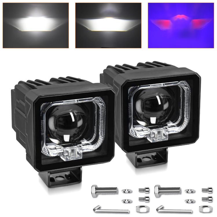 Confezione da 2 pezzi, faretto quadrato HD da 35W, 3600LM, 6500K per auto, luce da lavoro.
