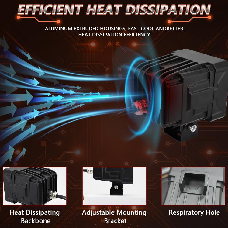 Confezione da 2 pezzi, faretto quadrato HD da 35W, 3600LM, 6500K per auto, luce da lavoro.