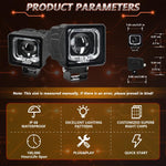 Confezione da 2 pezzi, faretto quadrato HD da 35W, 3600LM, 6500K per auto, luce da lavoro.