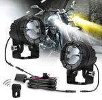 Faro LED a doppia lente da 30W, 3000LM, 6000K per moto, con cavo di controllo incluso.