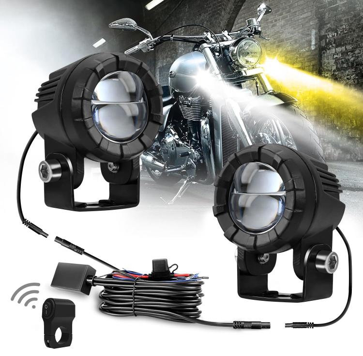 Faro LED a doppia lente da 30W, 3000LM, 6000K per moto, con cavo di controllo incluso.