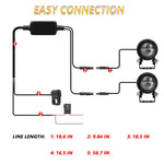 Faro LED a doppia lente da 30W, 3000LM, 6000K per moto, con cavo di controllo incluso.