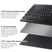 Piastra di costruzione per stampante 3D a doppia faccia in PET, fibra di carbonio, PEO, pellicola diamantata, 220x220mm, 235x235mm, 257x257mm, 300x300mm, 310x315mm, 355x355mm, 377x370mm