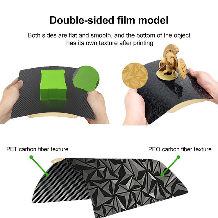 PET Carbon Fiber PEO Diamond Film Double-Sided 3D Printer Build Plate, 220x220mm, 235x235mm, 257x257mm, 300x300mm, 310x315mm, 355x355mm, 377x370mm