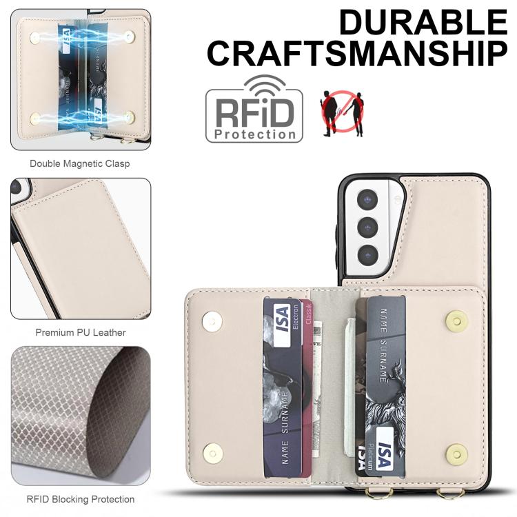 Portafoglio a tracolla con doppia fibbia, retro RFID e custodia in pelle per telefono., For Samsung Galaxy S21 5G, For Samsung Galaxy S21+ 5G, For Samsung Galaxy S21 Ultra 5G