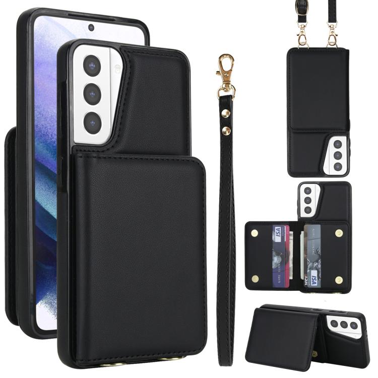 Portafoglio a tracolla con doppia fibbia, retro RFID e custodia in pelle per telefono., For Samsung Galaxy S21 5G, For Samsung Galaxy S21+ 5G, For Samsung Galaxy S21 Ultra 5G