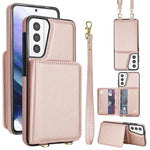 Portafoglio a tracolla con doppia fibbia, retro RFID e custodia in pelle per telefono., For Samsung Galaxy S21 5G, For Samsung Galaxy S21+ 5G, For Samsung Galaxy S21 Ultra 5G