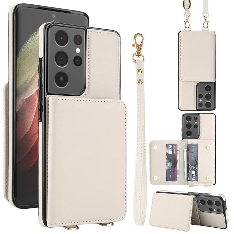Portafoglio a tracolla con doppia fibbia, retro RFID e custodia in pelle per telefono., For Samsung Galaxy S21 5G, For Samsung Galaxy S21+ 5G, For Samsung Galaxy S21 Ultra 5G