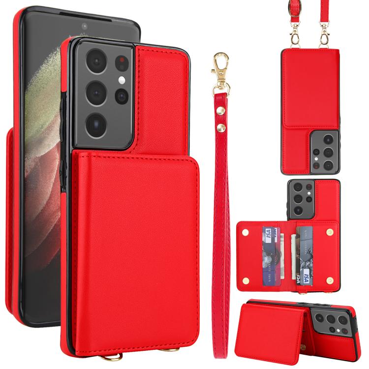 Portafoglio a tracolla con doppia fibbia, retro RFID e custodia in pelle per telefono., For Samsung Galaxy S21 5G, For Samsung Galaxy S21+ 5G, For Samsung Galaxy S21 Ultra 5G