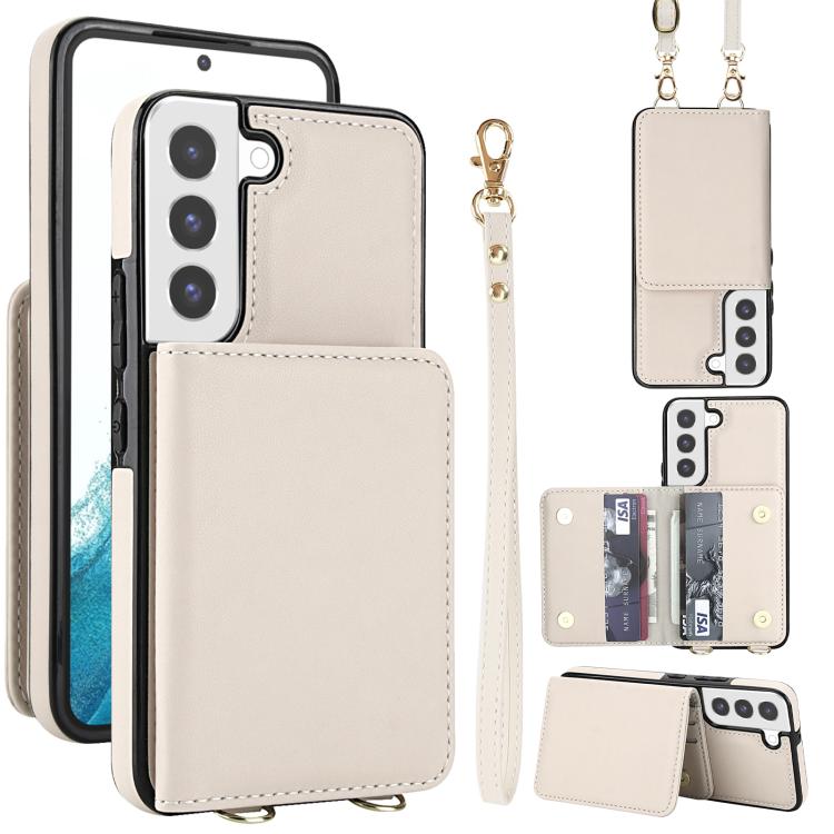 Portafoglio a tracolla con doppia fibbia, retro RFID e custodia in pelle per telefono., For Samsung Galaxy S22+ 5G, For Samsung Galaxy S22 5G, For Samsung Galaxy S21 FE 5G