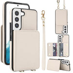 Portafoglio a tracolla con doppia fibbia, retro RFID e custodia in pelle per telefono., For Samsung Galaxy S22+ 5G, For Samsung Galaxy S22 5G, For Samsung Galaxy S21 FE 5G