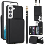 Portafoglio a tracolla con doppia fibbia, retro RFID e custodia in pelle per telefono., For Samsung Galaxy S22+ 5G, For Samsung Galaxy S22 5G, For Samsung Galaxy S21 FE 5G