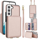 Portafoglio a tracolla con doppia fibbia, retro RFID e custodia in pelle per telefono., For Samsung Galaxy S22+ 5G, For Samsung Galaxy S22 5G, For Samsung Galaxy S21 FE 5G