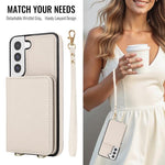 Portafoglio a tracolla con doppia fibbia, retro RFID e custodia in pelle per telefono., For Samsung Galaxy S22+ 5G, For Samsung Galaxy S22 5G, For Samsung Galaxy S21 FE 5G