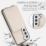 Portafoglio a tracolla con doppia fibbia, retro RFID e custodia in pelle per telefono., For Samsung Galaxy S22+ 5G, For Samsung Galaxy S22 5G, For Samsung Galaxy S21 FE 5G