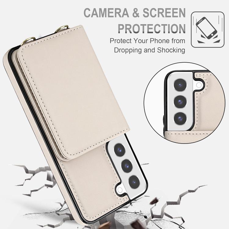 Portafoglio a tracolla con doppia fibbia, retro RFID e custodia in pelle per telefono., For Samsung Galaxy S22+ 5G, For Samsung Galaxy S22 5G, For Samsung Galaxy S21 FE 5G