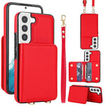 Portafoglio a tracolla con doppia fibbia, retro RFID e custodia in pelle per telefono., For Samsung Galaxy S22+ 5G, For Samsung Galaxy S22 5G, For Samsung Galaxy S21 FE 5G