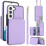 Portafoglio a tracolla con doppia fibbia, retro RFID e custodia in pelle per telefono., For Samsung Galaxy S22+ 5G, For Samsung Galaxy S22 5G, For Samsung Galaxy S21 FE 5G