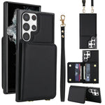 Portafoglio a tracolla con doppia fibbia, retro RFID e custodia in pelle per telefono., For Samsung Galaxy S24+ 5G, For Samsung Galaxy S24 5G, For Samsung Galaxy S23 Ultra 5G