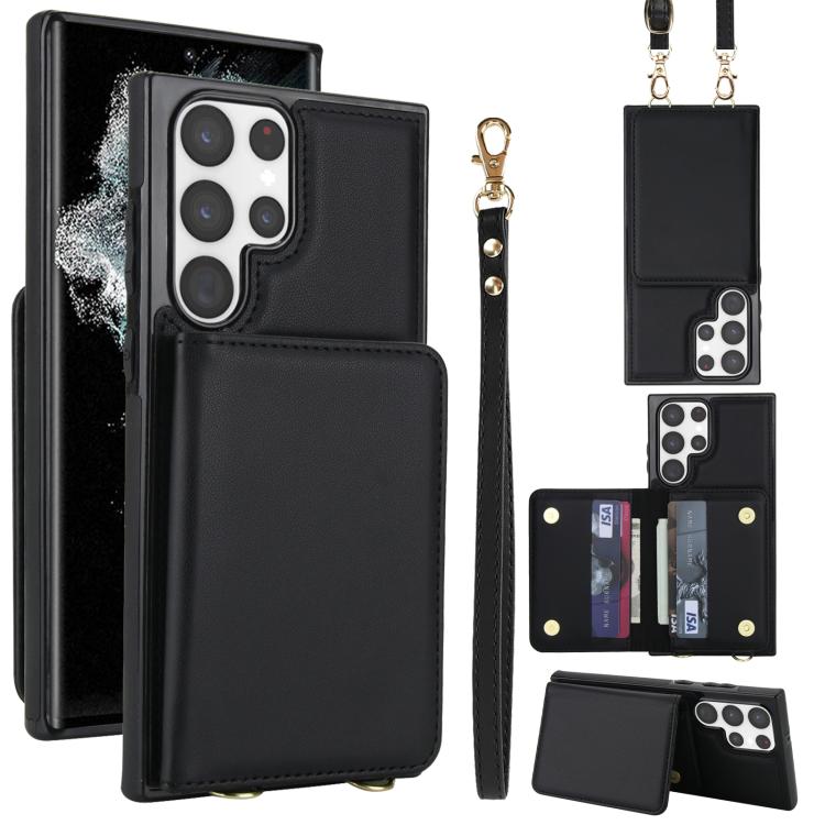 Portafoglio a tracolla con doppia fibbia, retro RFID e custodia in pelle per telefono., For Samsung Galaxy S24+ 5G, For Samsung Galaxy S24 5G, For Samsung Galaxy S23 Ultra 5G