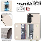Portafoglio a tracolla con doppia fibbia, retro RFID e custodia in pelle per telefono., For Samsung Galaxy S23+ 5G, For Samsung Galaxy S23 5G, For Samsung Galaxy S22 Ultra 5G