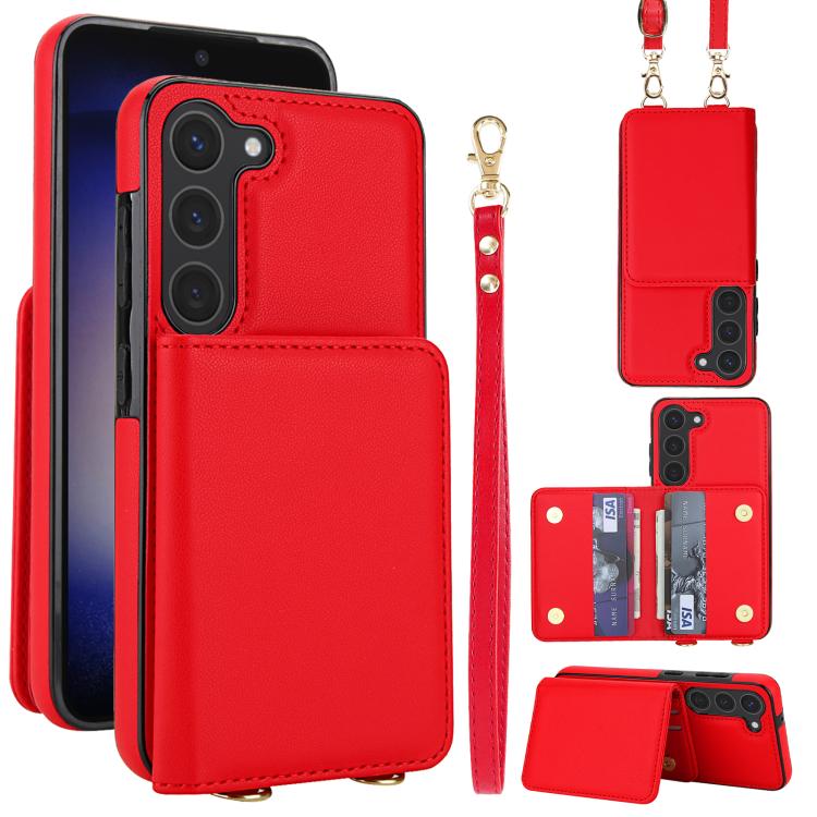 Portafoglio a tracolla con doppia fibbia, retro RFID e custodia in pelle per telefono., For Samsung Galaxy S23+ 5G, For Samsung Galaxy S23 5G, For Samsung Galaxy S22 Ultra 5G