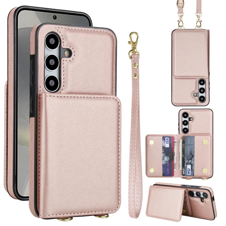 Portafoglio a tracolla con doppia fibbia, retro RFID e custodia in pelle per telefono., For Samsung Galaxy S24+ 5G, For Samsung Galaxy S24 5G, For Samsung Galaxy S23 Ultra 5G