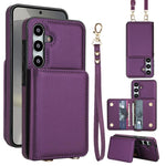 Portafoglio a tracolla con doppia fibbia, retro RFID e custodia in pelle per telefono., For Samsung Galaxy S25 Ultra 5G, For Samsung Galaxy S24 FE 5G, For Samsung Galaxy S24 Ultra 5G