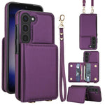 Portafoglio a tracolla con doppia fibbia, retro RFID e custodia in pelle per telefono., For Samsung Galaxy S25 Edge 5G, For Samsung Galaxy S25 5G, For Samsung Galaxy S25+ 5G