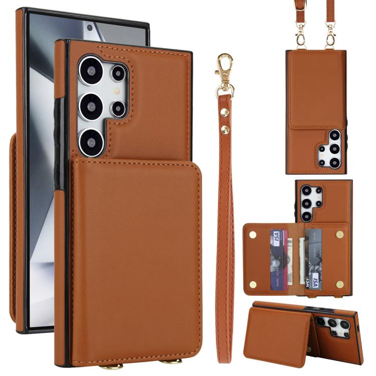 Portafoglio a tracolla con doppia fibbia, retro RFID e custodia in pelle per telefono., For Samsung Galaxy S25 Ultra 5G, For Samsung Galaxy S24 FE 5G, For Samsung Galaxy S24 Ultra 5G