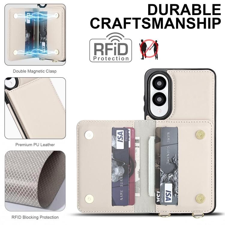 Portafoglio a tracolla con doppia fibbia, retro RFID e custodia in pelle per telefono., For Samsung Galaxy S25 Edge 5G, For Samsung Galaxy S25 5G, For Samsung Galaxy S25+ 5G