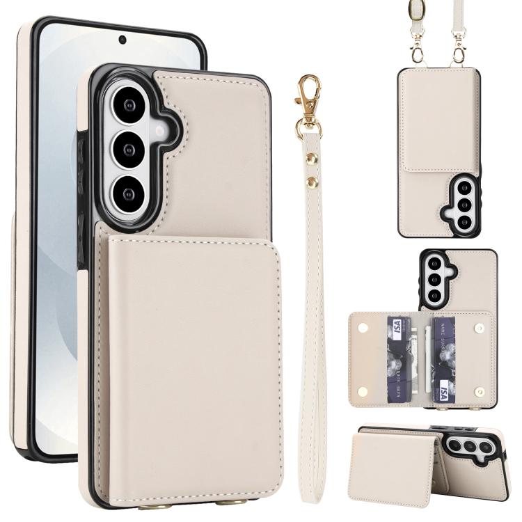 Portafoglio a tracolla con doppia fibbia, retro RFID e custodia in pelle per telefono., For Samsung Galaxy S26+ 5G, For Samsung Galaxy S26 Ultra 5G, For Samsung Galaxy S26 5G