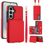 Portafoglio a tracolla con doppia fibbia, retro RFID e custodia in pelle per telefono., For Samsung Galaxy S26+ 5G, For Samsung Galaxy S26 Ultra 5G, For Samsung Galaxy S26 5G
