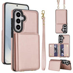Portafoglio a tracolla con doppia fibbia, retro RFID e custodia in pelle per telefono., For Samsung Galaxy S26+ 5G, For Samsung Galaxy S26 Ultra 5G, For Samsung Galaxy S26 5G