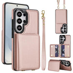 Portafoglio a tracolla con doppia fibbia, retro RFID e custodia in pelle per telefono., For Samsung Galaxy S26+ 5G, For Samsung Galaxy S26 Ultra 5G, For Samsung Galaxy S26 5G