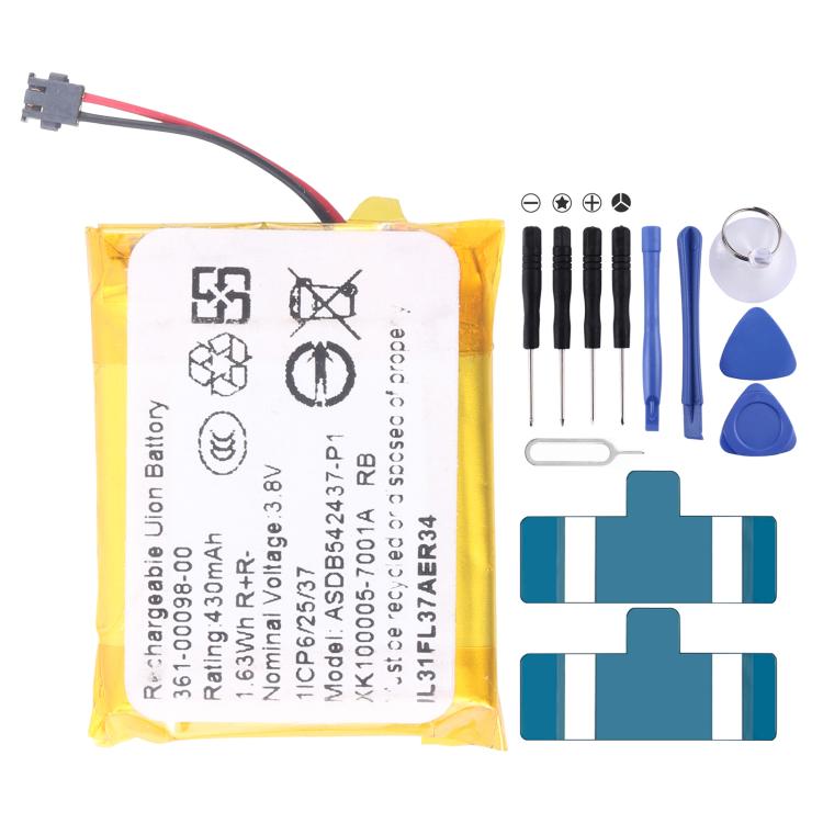 Battery Replacement, For Garmin venu 2S 361-00137-10 225mAh, For Garmin Approach S60 361-00097-00 300mAh, For Garmin Fenix 6X / 6X Pro 361-00126-00 455mAh, For Garmin Fenix 5X / 5s Plus 361-00098-00 500mAh, For Garmin Fenix 5S 361-00096-00 285mA�������...