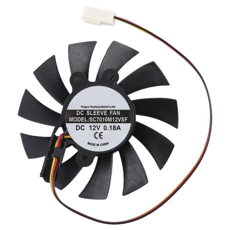 For SEEWO SC7010M12VSF DC12V 0.18A 3Pin Cooling Fan, 3Pin Fan blade diameter 65mm