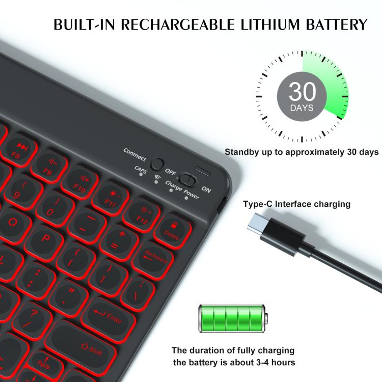Tastiera Bluetooth retroilluminata colorata e custodia in pelle per tablet., For iPad Air 11 2024 / Air 11 2025, For iPad Air 5 / Air 4 10.9