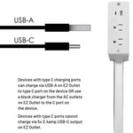 Prolunga presa US con 2 AC e USB Type-C ricarica rapida