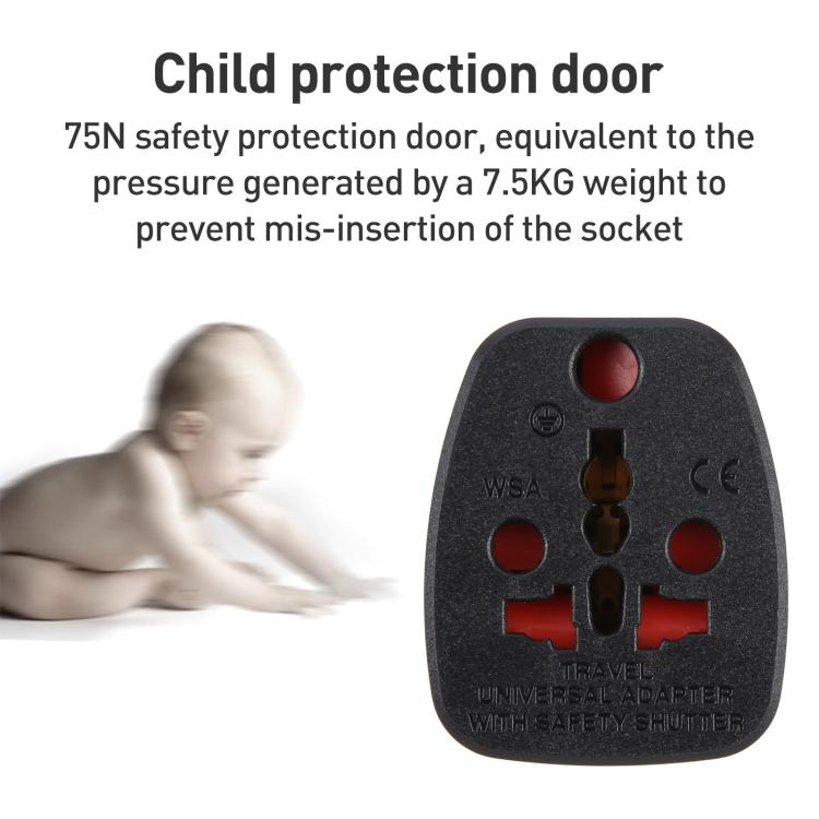 WSA-7 UK Plug Global Travel Universal Adapter with Safety Shutter, WSA-7