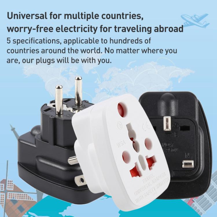 WSA-7 UK Plug Global Travel Universal Adapter with Safety Shutter, WSA-7