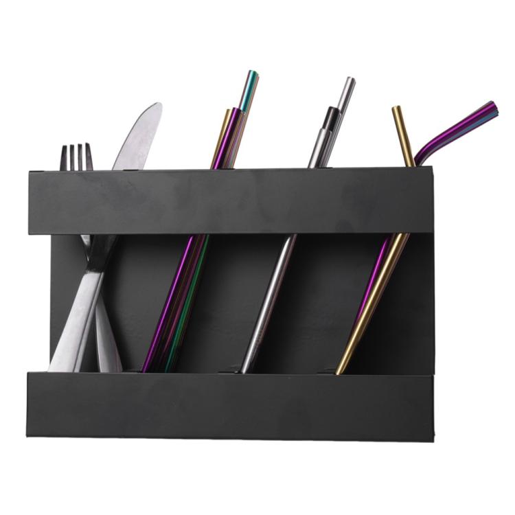 Porta posate in metallo a quattro scomparti per cannucce, organizer da cucina senza fogli magnetici morbidi, without Soft Magnetic Sheet