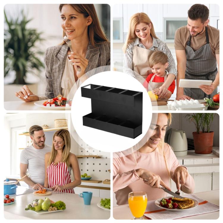 Porta posate in metallo a quattro scomparti per cannucce, organizer da cucina senza fogli magnetici morbidi, without Soft Magnetic Sheet