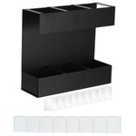 Porta posate in metallo a tre scomparti per cannucce, organizer da cucina, without Soft Magnetic Sheet, with 9pcs Soft Magnetic Sheet