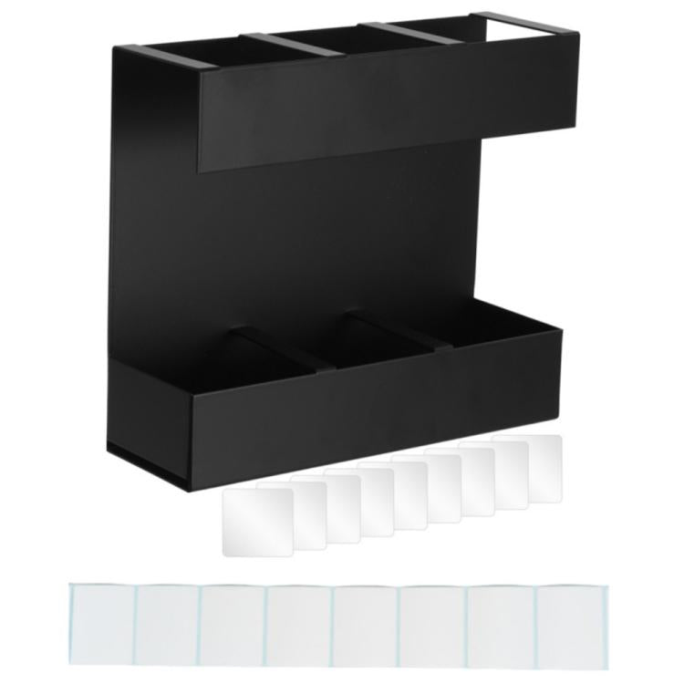 Porta posate in metallo a tre scomparti per cannucce, organizer da cucina, without Soft Magnetic Sheet, with 9pcs Soft Magnetic Sheet