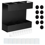 Porta posate in metallo a tre scomparti per cannucce, organizer da cucina, without Soft Magnetic Sheet, with 9pcs Soft Magnetic Sheet